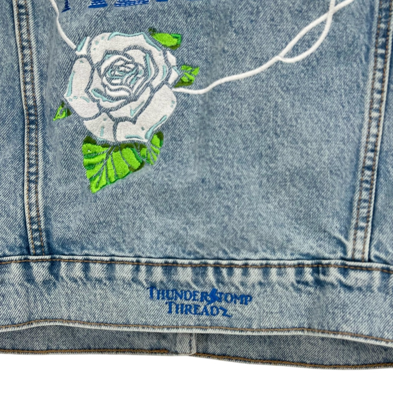 Greta Van Fleet Peaceful Army Member Custom Embroidered Lightwash Denim Trucker Jacket ThunderStompThreadz M/L