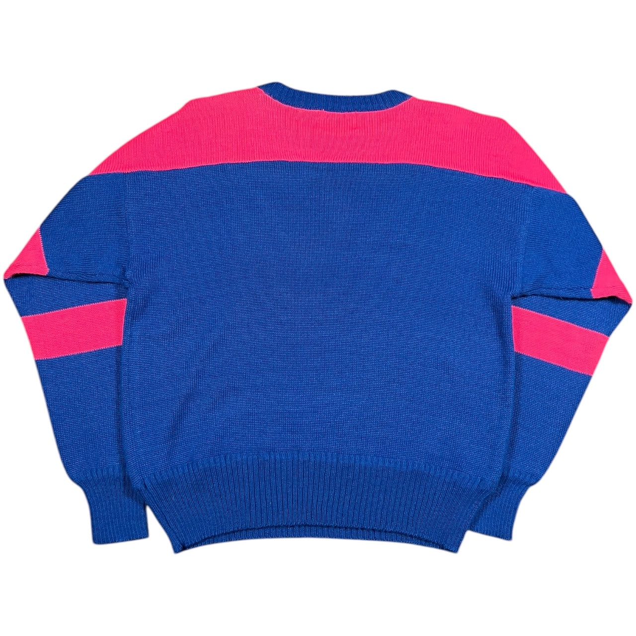 Vintage 90s Edelweiss Blue Pink Striped Acrylic Wool Blend Ski Sweater Mens XL