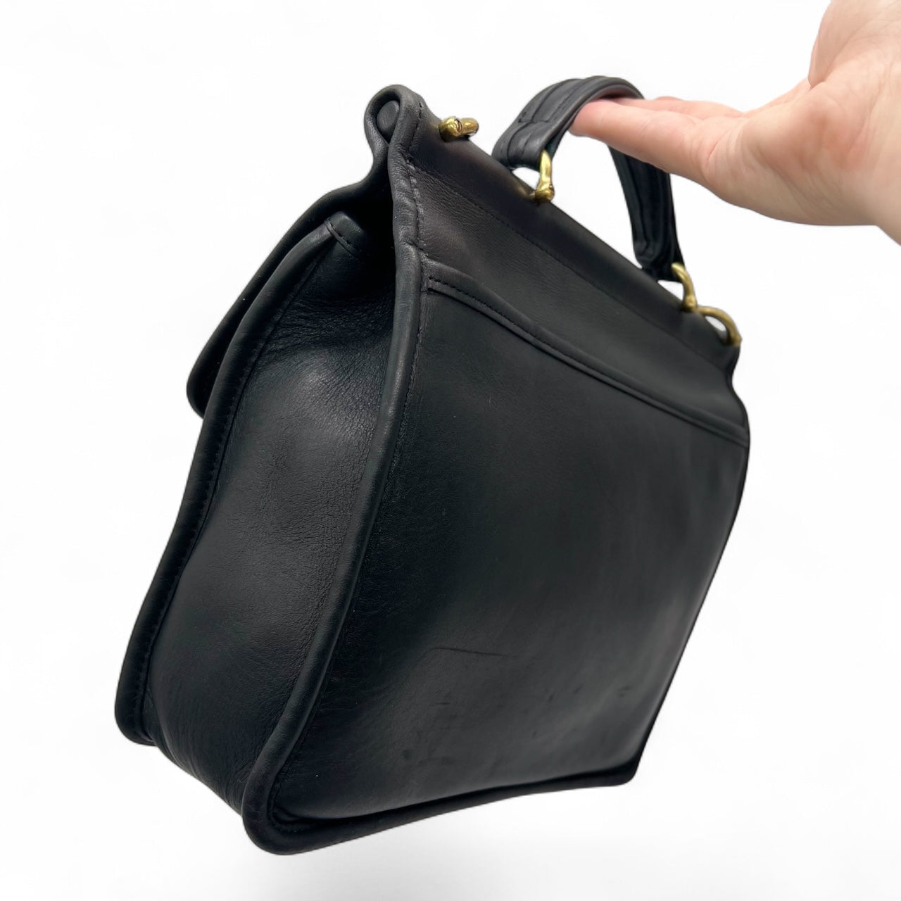 Vintage Coach Willis Bag 9927 Black Leather Top Handle Bag Made in Costa Rica No Strap