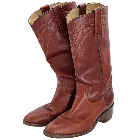 Vintage Frye Brown Leather Stitched Cowboy Boots Men’s 9D Made in USA