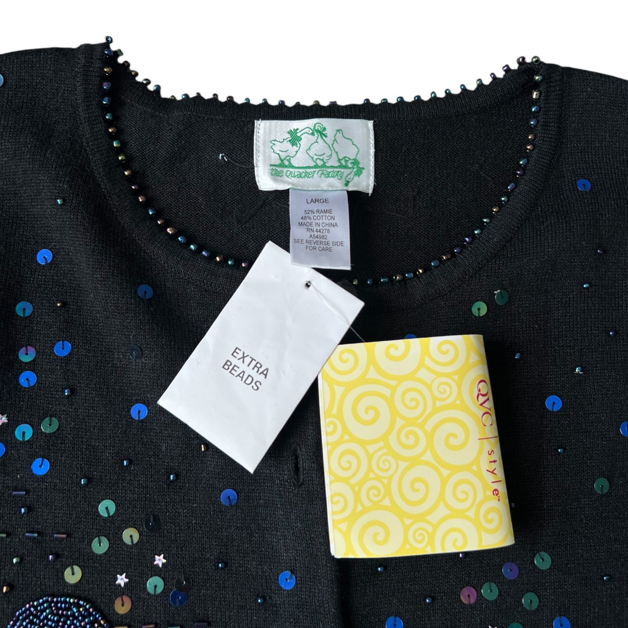 NWT Vintage The Quacker Factory Halloween Autumn Beaded Cardigan Pumpkins Women’s Large