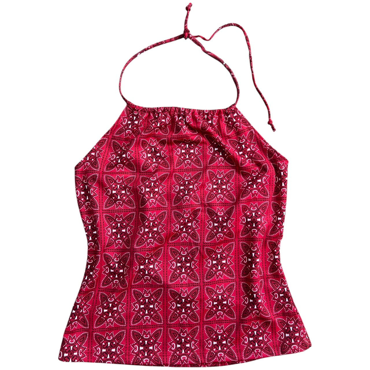 90s Y2K ENT Entrancy Red Bandana Print Halter Top Women’s Med Made in USA