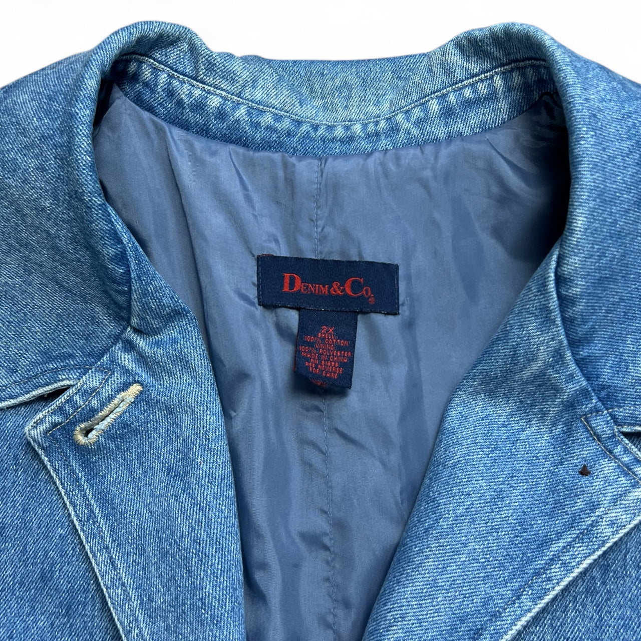 90s Denim & Co Denim Trench Coat Barn Jacket Women’s 2X