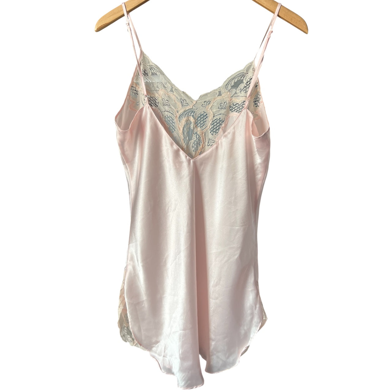 90s Victoria Secret Gold Label Baby Pink Satin Lace Slip Dress Women’s Med