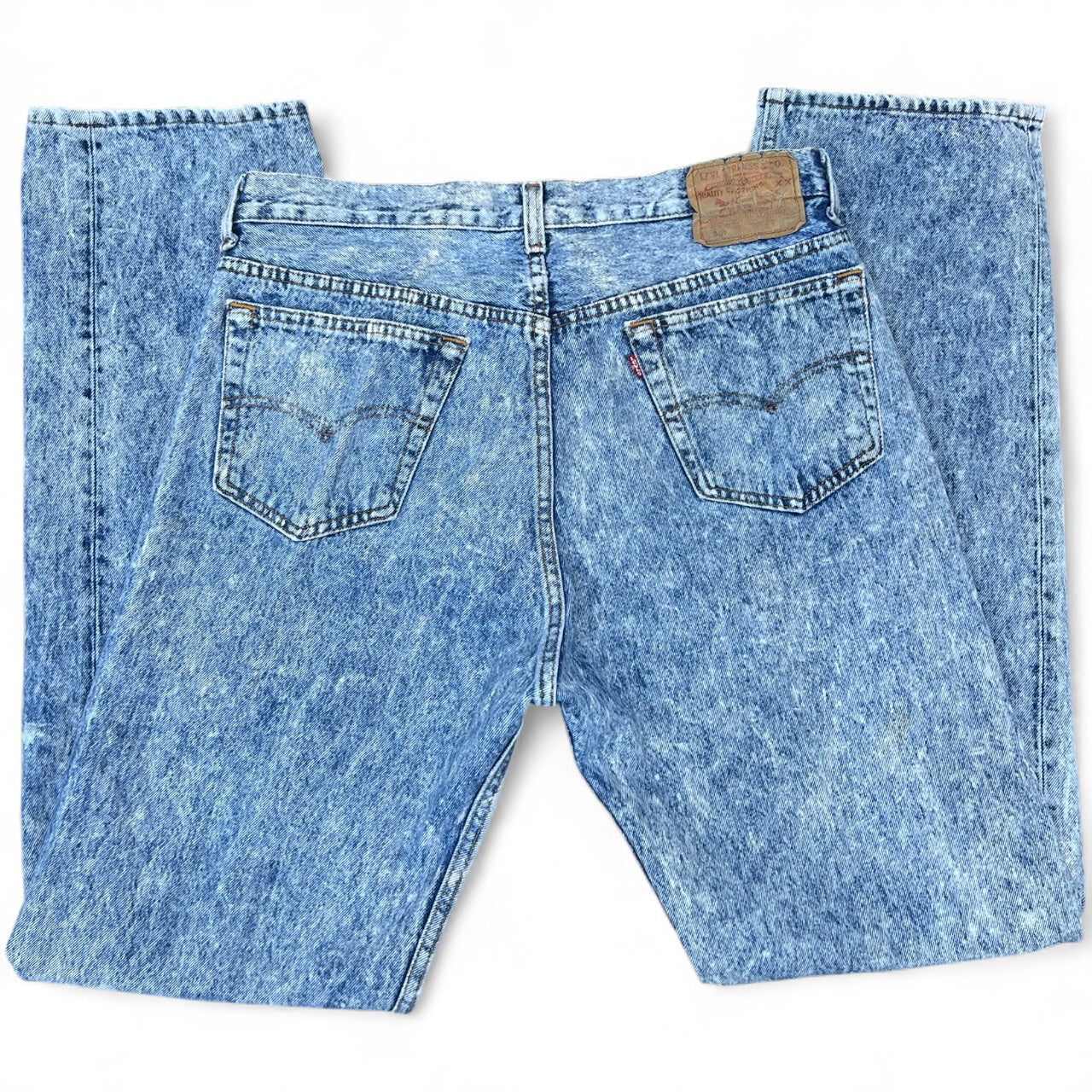 90s Levi’s 501 Acid Wash Blue Jeans Made in USA Button Fly Men’s 36x34