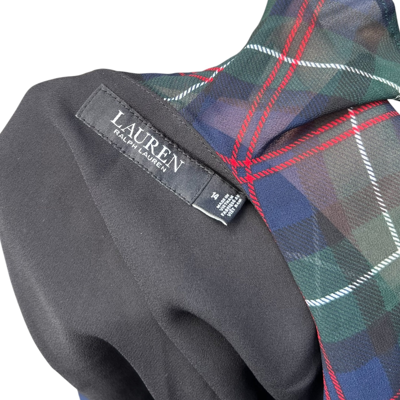 Lauren Ralph Lauren Plaid Georgette Ruffle Midi Dress Women’s 14