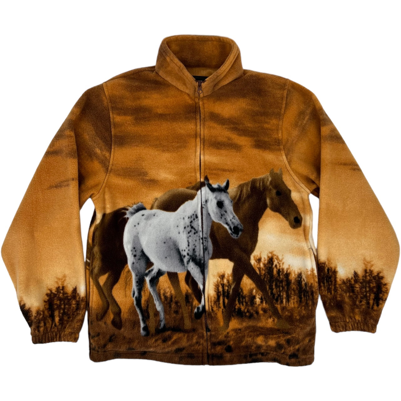 Trail Crest Wild Horses Equestrian Western Full Zip Fleece Jacket M