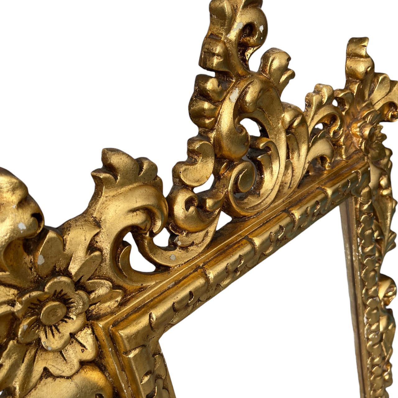 Vintage Baroque / Rococo Gilded Wall Mirror Handmade in Spain Ceramic 30”x21.5”