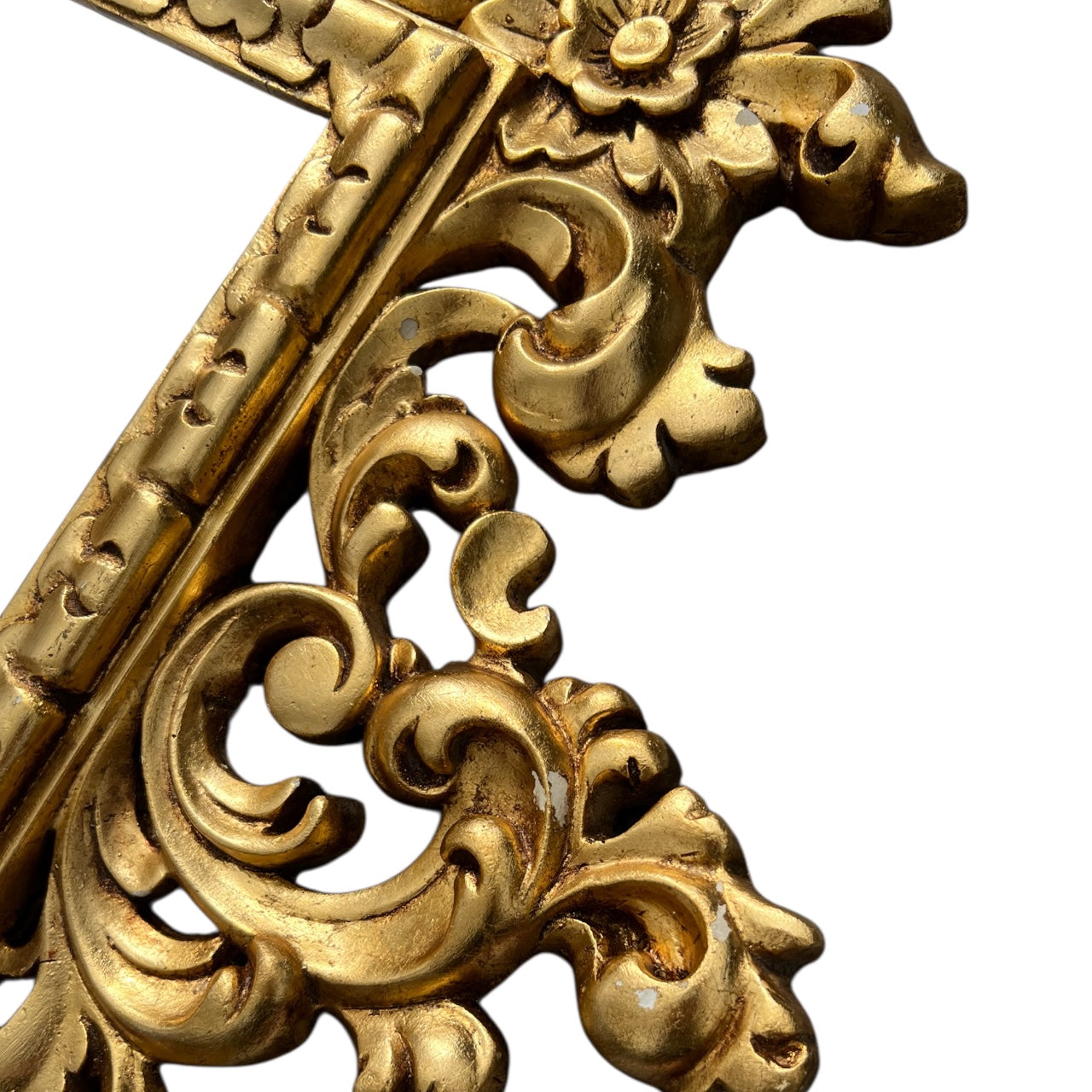 Vintage Baroque / Rococo Gilded Wall Mirror Handmade in Spain Ceramic 30”x21.5”