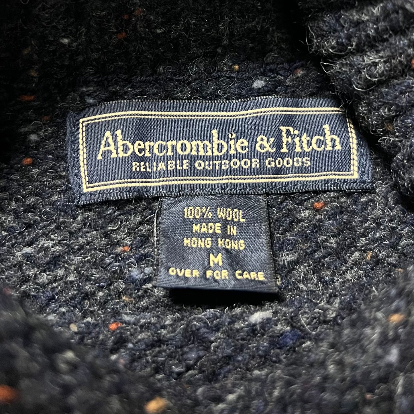 Vintage Abercrombie & Fitch Gray 100% Wool Fall Print Turtle Neck Sweater Mens Medium