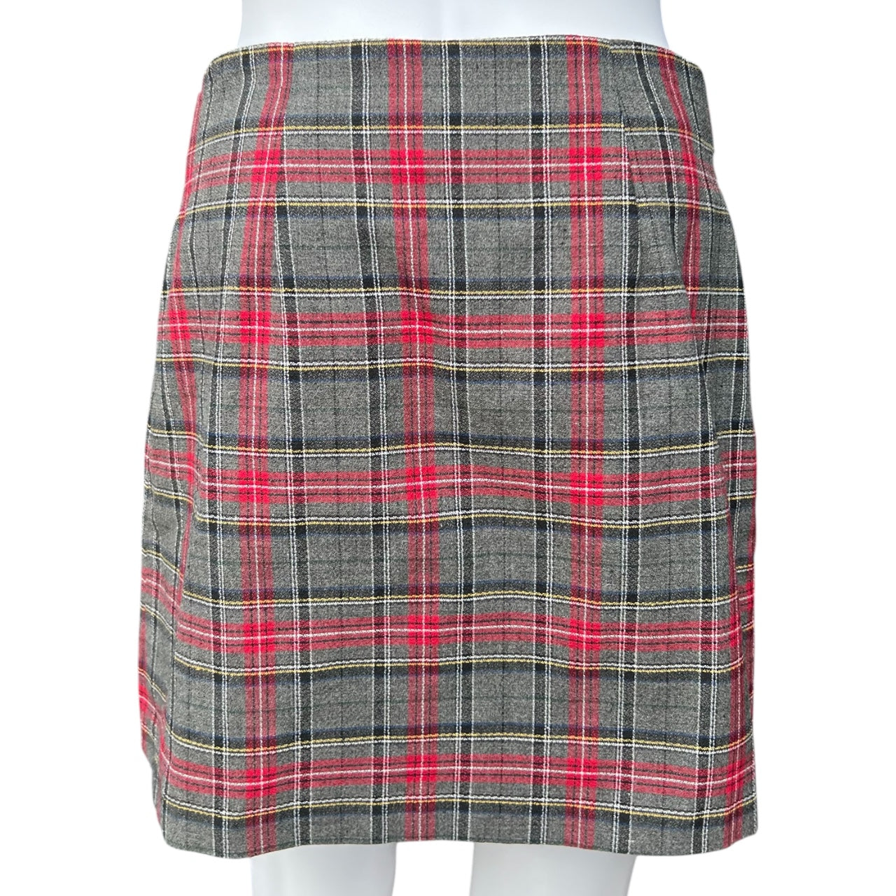90s 579 Gray Plaid Pleated Mini Skirt Belted Women’s 7 Made in USA
