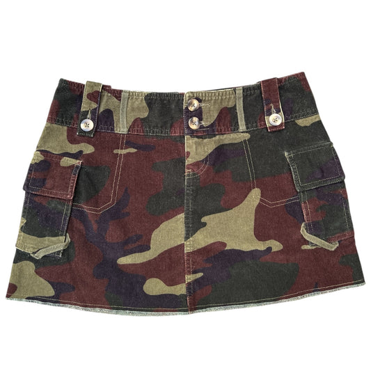 90s Y2K Moda International Corduroy Camo Mini Cargo Skirt Women’s 6