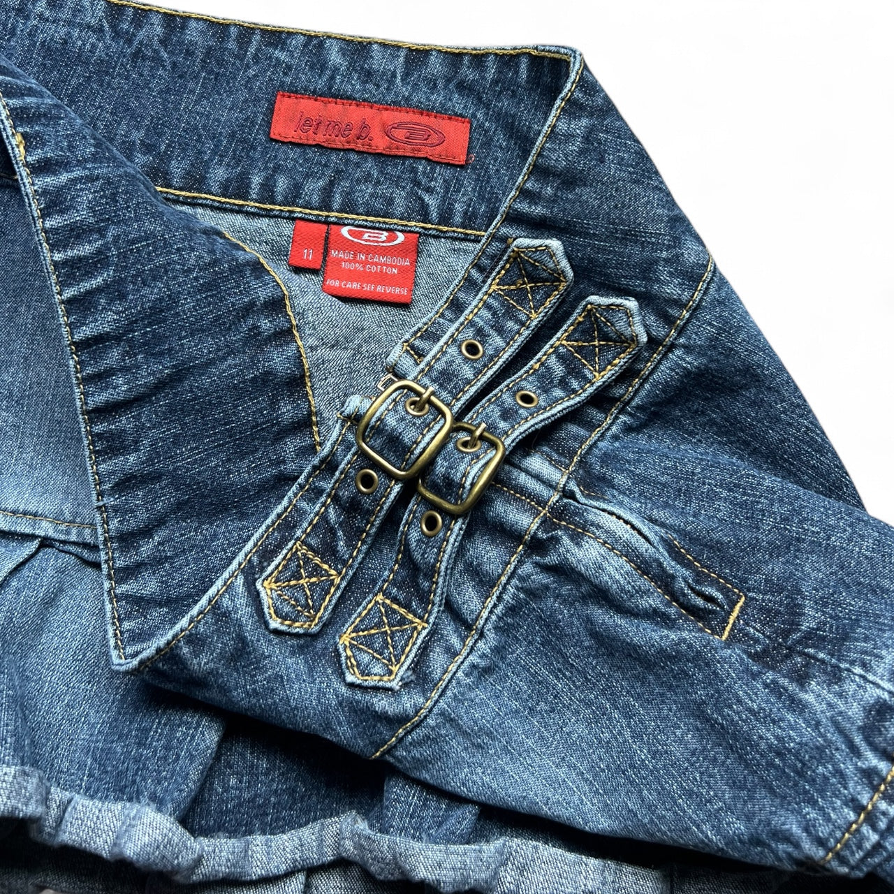 Y2K Let Me B Micro Mini Denim Pleated Skirt Women’s 11