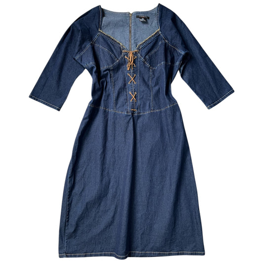 90s Y2K Starwear Corset Lace Up Denim Dress Women’s 3X Plus Size