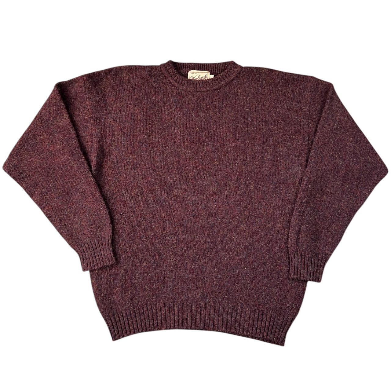Vintage Woolrich Maroon Rainbow Knit Crew Neck Sweater Men’s Large 100% Wool