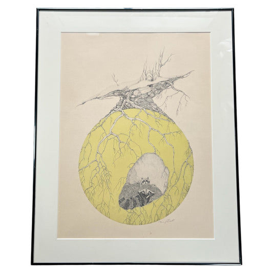 Vintage Peter Parnall “Santuary” Print Framed Signed 839/1000 26 3/4” x 21” Raccoons