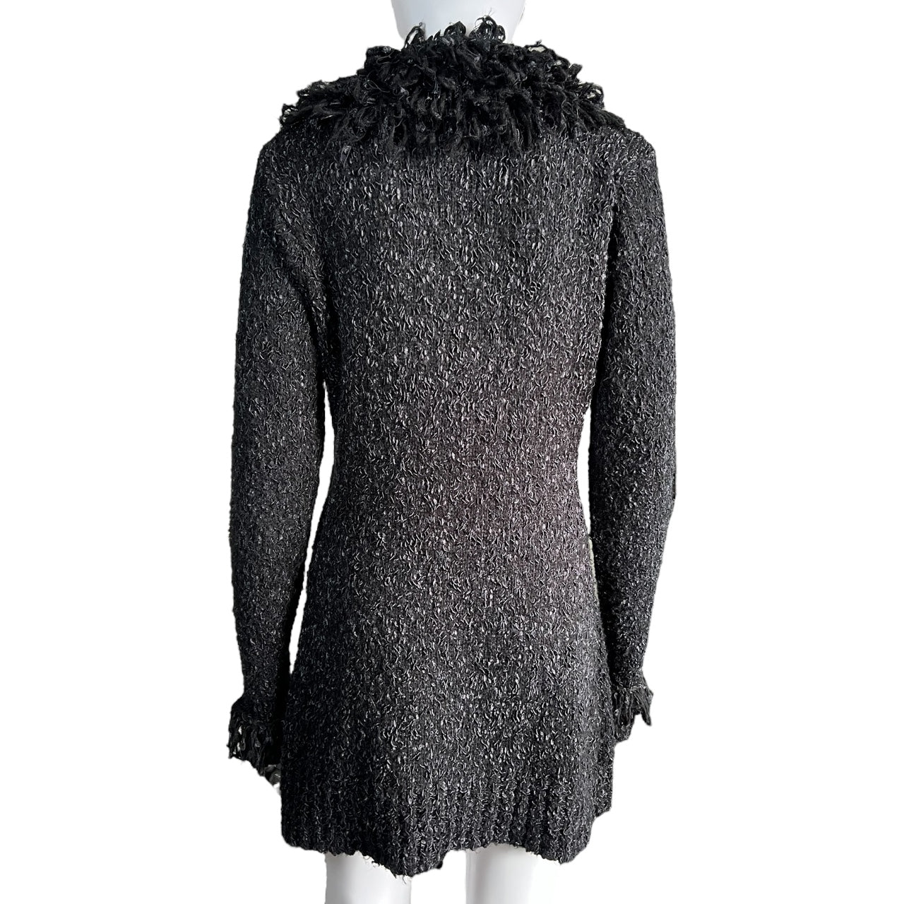 Y2K John fashion Sweater Goth Fringe Trim Cardigan Wool Blend Women’s Small