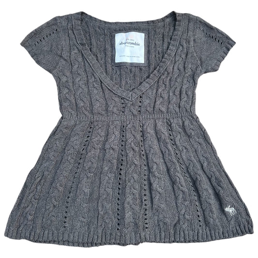 Y2K Abercrombie & Fitch Gray Knit Babydoll Top Short Sleeve Women’s Medium
