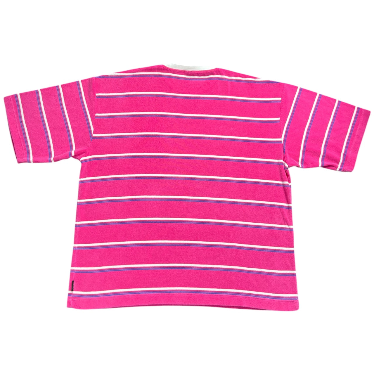 Vintage Y2K Sean John Pink Striped Towel Terry Cloth Baggy Crewneck T-Shirt Embroidered Men’s 3XL