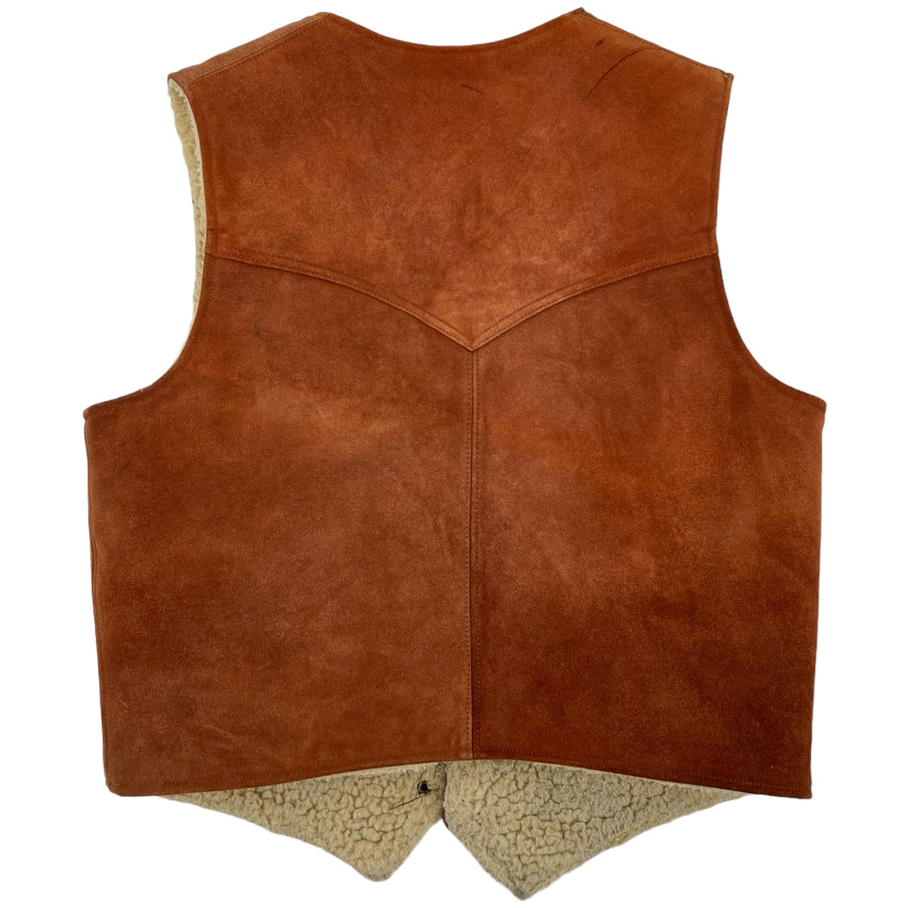 Vintage Sheyenne Burnt Orange Suede Leather Sherpa Lined Western Rancher Vest X Large