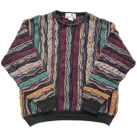 90s Florence Tricot 3D Knit Coogi Style Multicolor Pullover Sweater Men’s XL