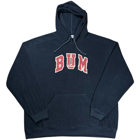 Vintage 90s Y2K B.U.M. Equipment Navy Blue Pullover Hoodie Fleece Embroidered Mens XL