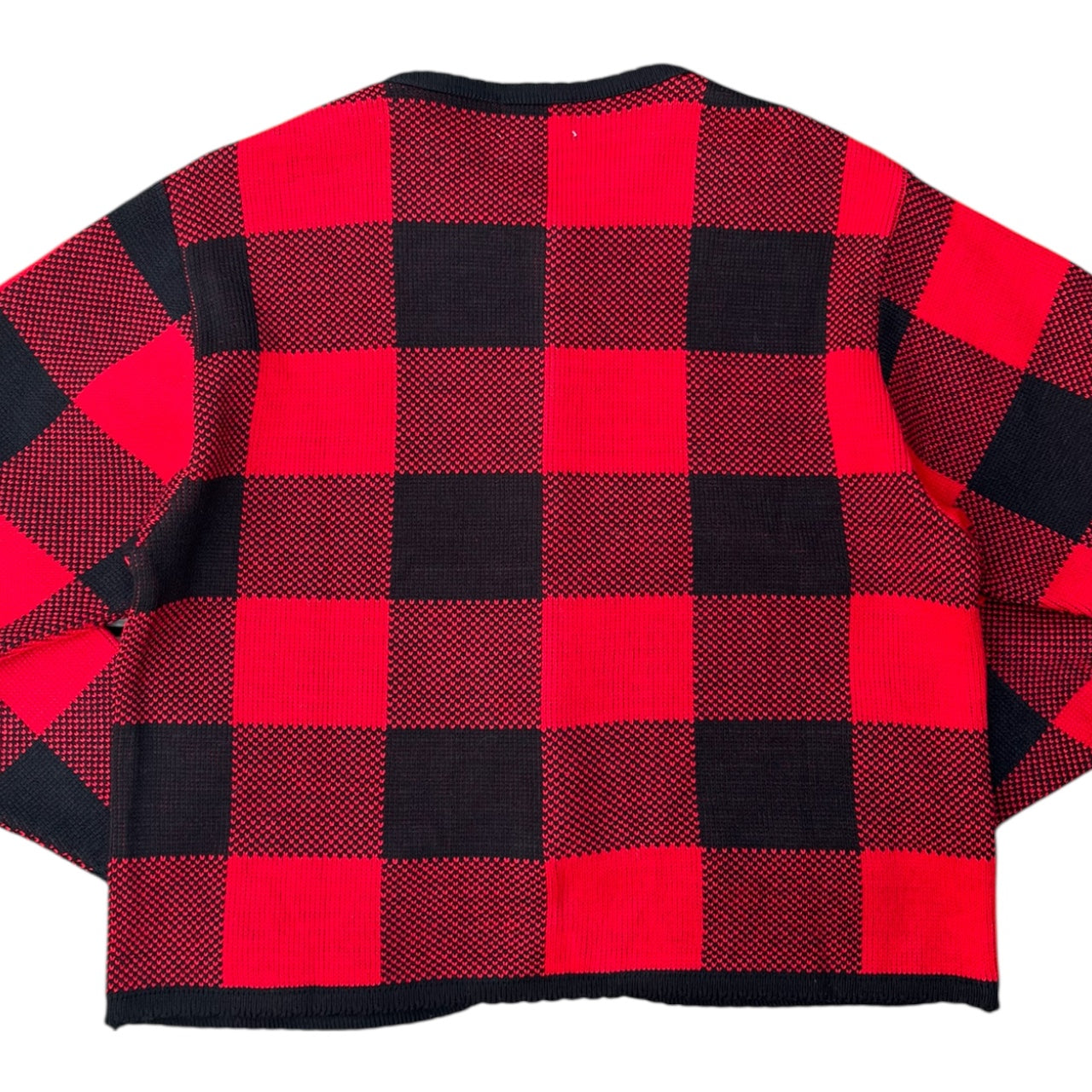Vintage Tally Ho Red Checkered Cardigan Acrylic Metal Buttons Women’s XL