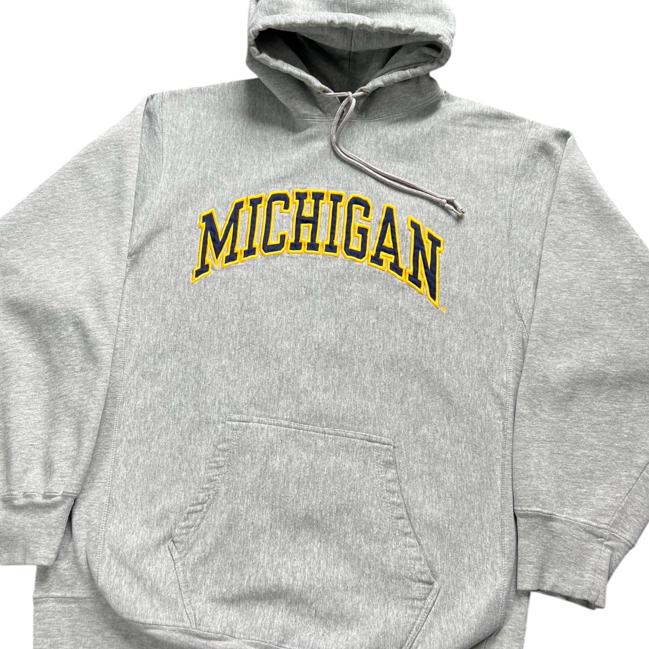 Vintage Y2K University of Michigan Wolverines Gray Spell Out Embroidered Hoodie Men’s Large