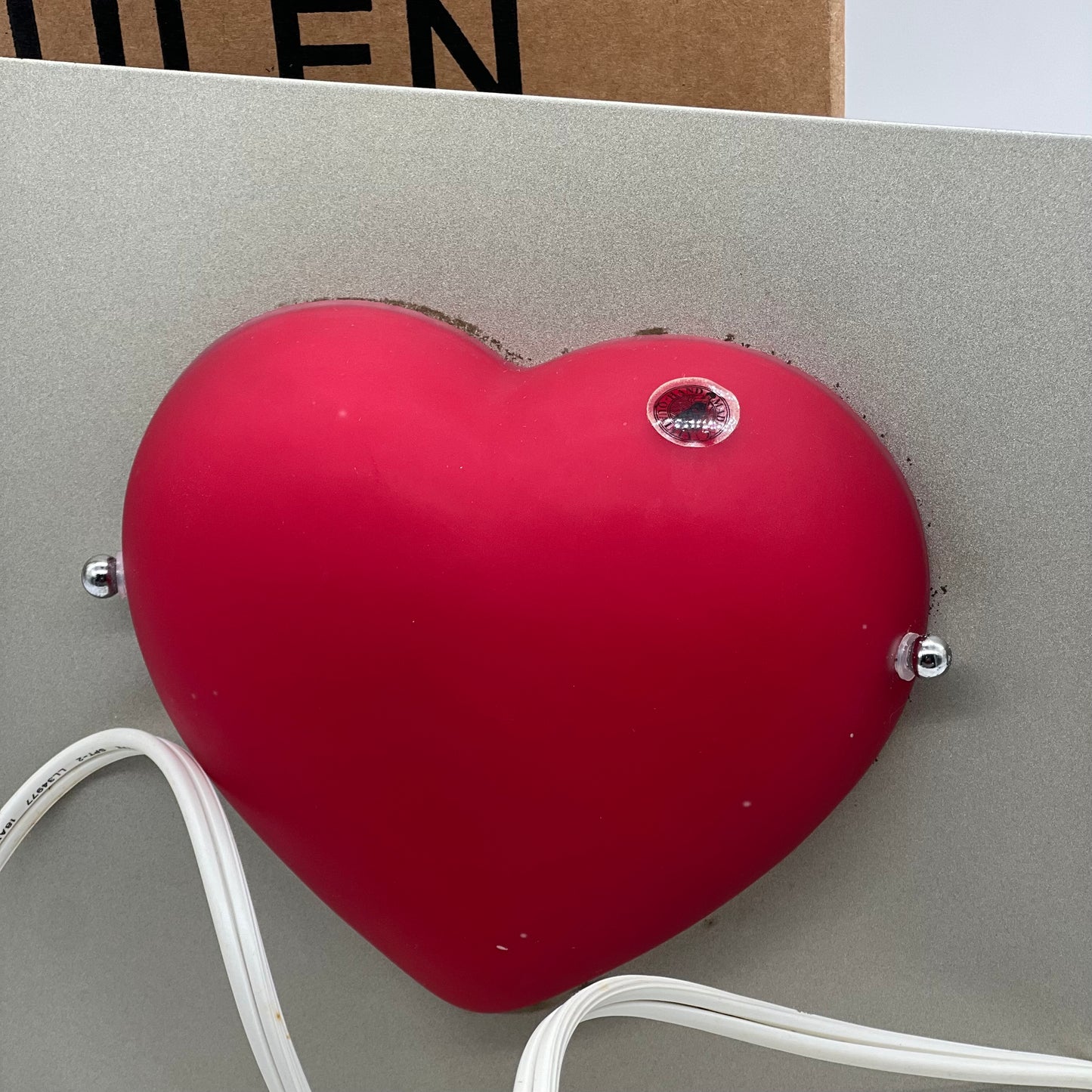 Vintage 1995 IKEA Julen Red Heart Wall Lamp Metal Plate