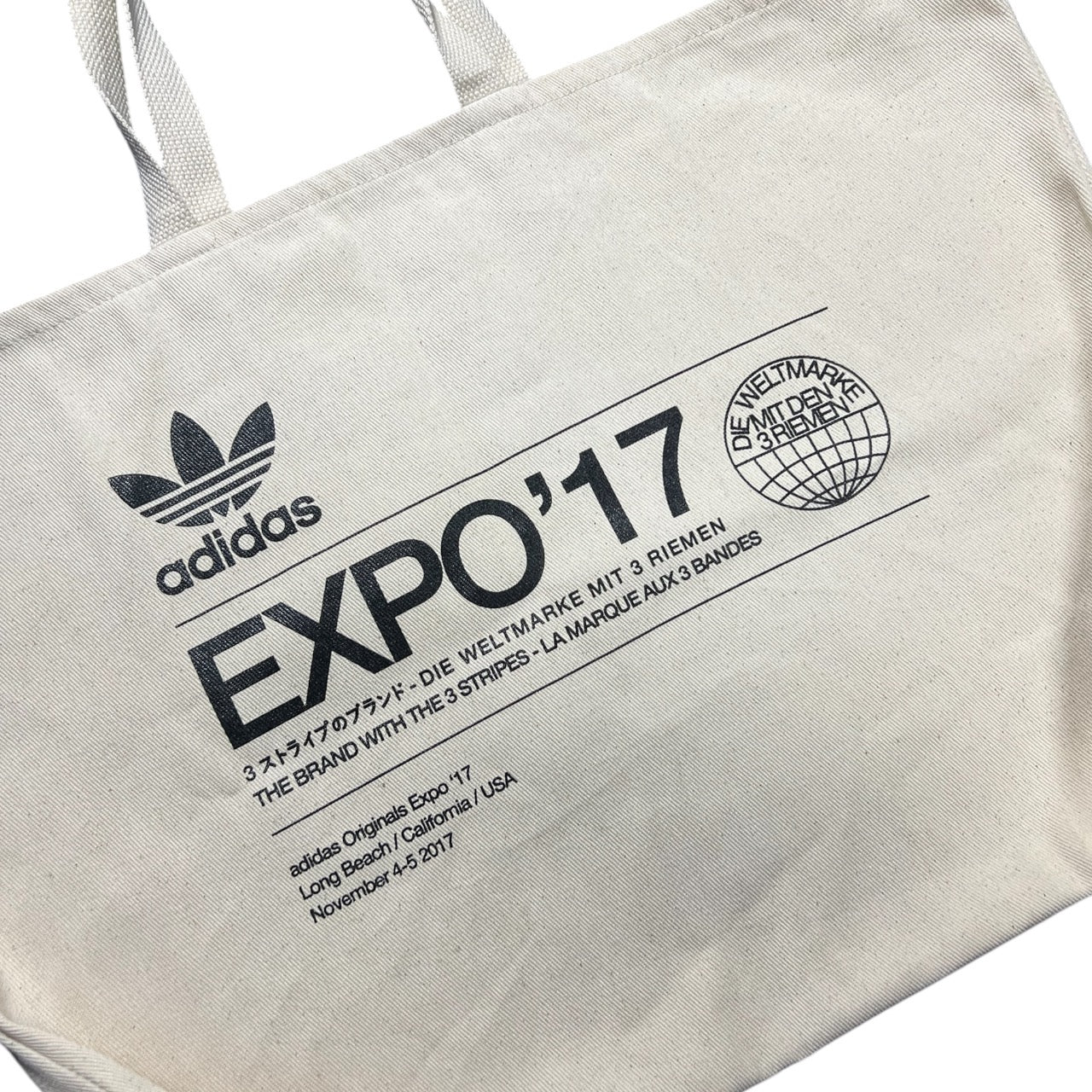 Adidas X ComplexCon Expo 17' Very Rare Beige Black Canvas Large Tote Bag