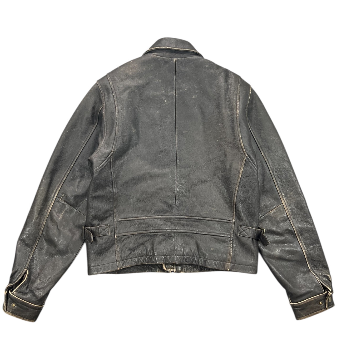 Vintage Wilson’s Leather Distressed Brown Leather Biker Moto Jacket Men’s Small Quilted Lining