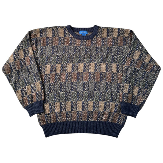 90s Towncraft Geometric Crew Neck Sweater Men’s Large Grunge