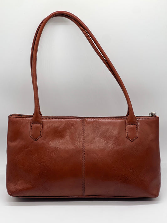 Vintage HOBO International Brown Leather Top Handle Y2K Shoulder Bag