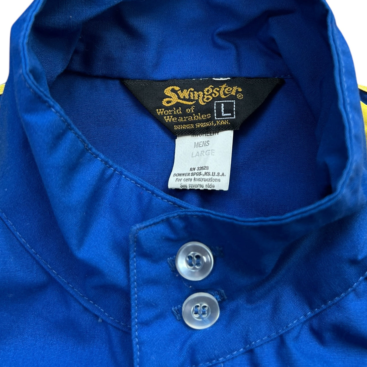 Vintage 1970s Swingster Michelin Man Blue Zip Up Jacket Men’s Large