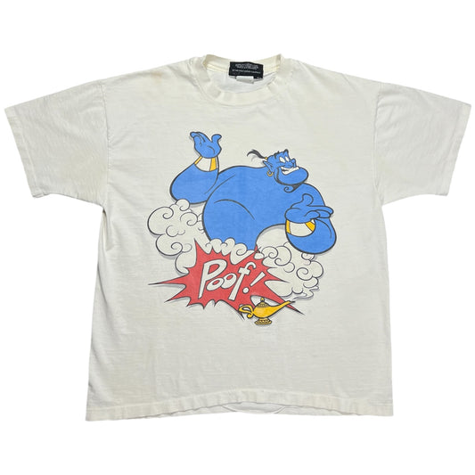 Vintage 90s Disney Originals Aladdin Genie White Graphic T-Shirt Single Stitch One Size