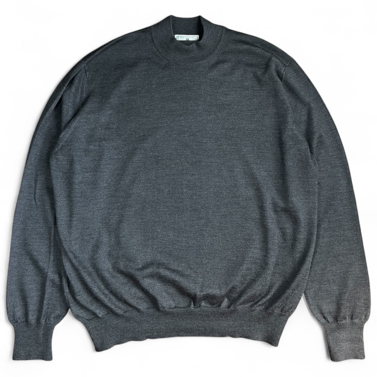 Vintage Carroll and Company Grey Mock Neck 100% Virgin Wool Sweater Men’s XL Made in Italy