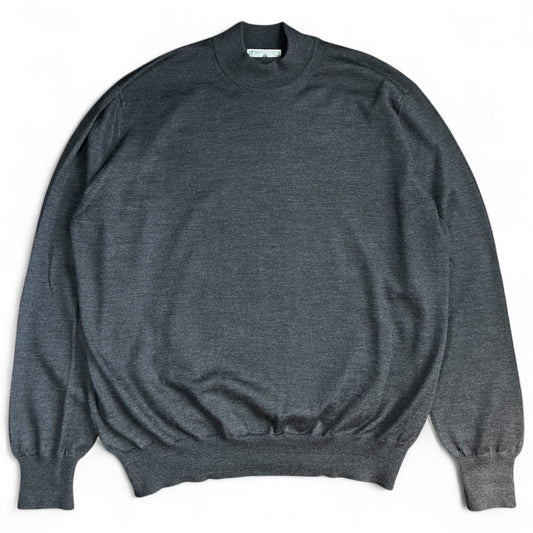Vintage Carroll and Company Grey Mock Neck 100% Virgin Wool Sweater Men’s XL Made in Italy