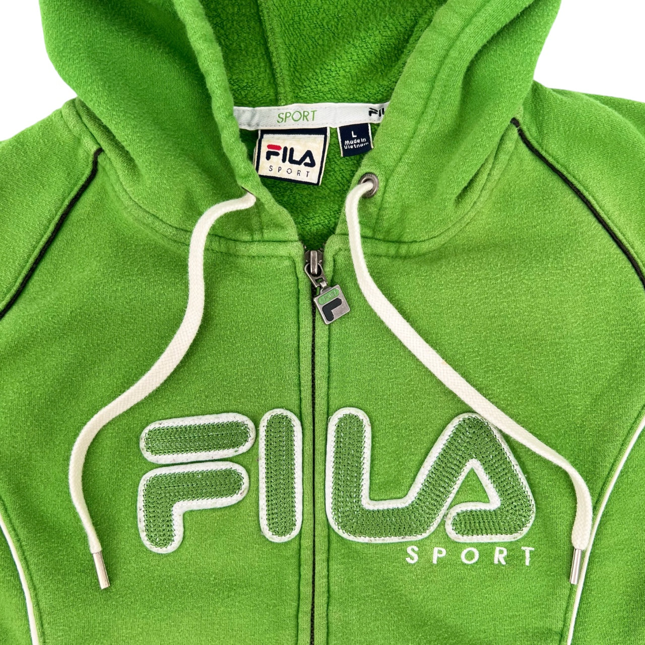 Y2K FILA Sport Green Spellout Hoodie Women’s L