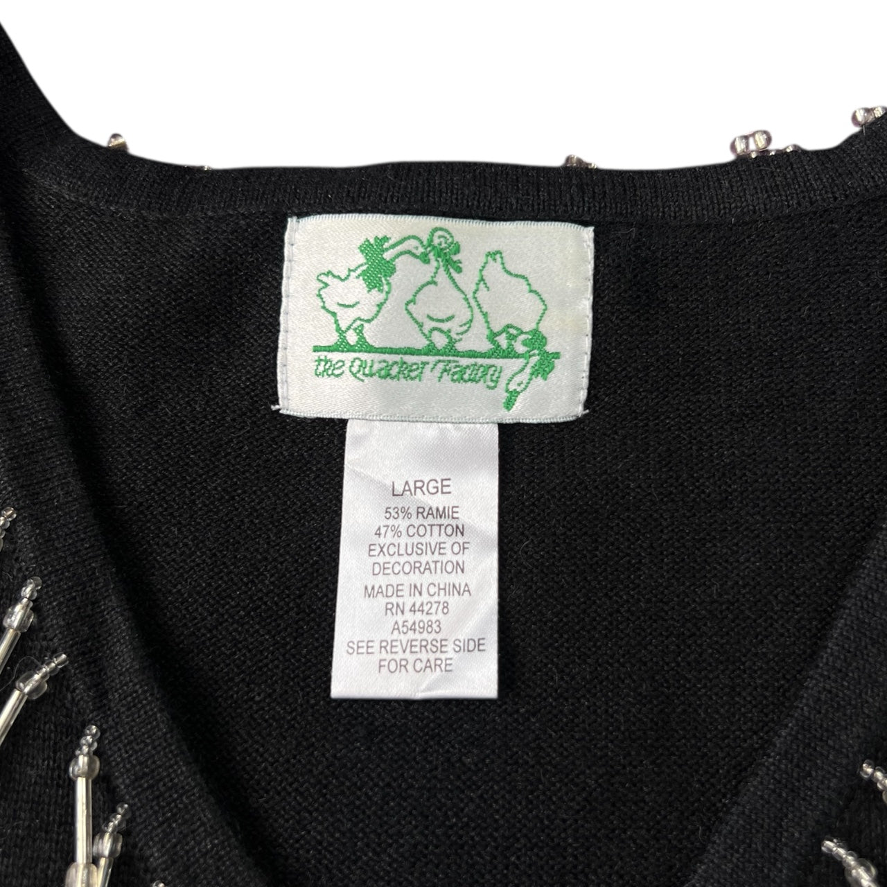 Vintage The Quacker Factory Dancing Skeletons Ugly Halloween Sweater Cardigan Women’s Large Beaded Sequin Mesh