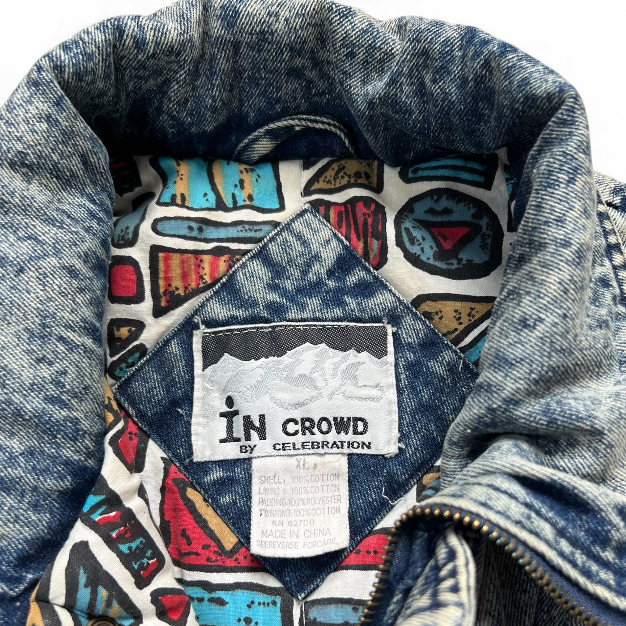 80s 90s In Crowd Acidwash Denim Cargo Puffer Vest Men’s XL