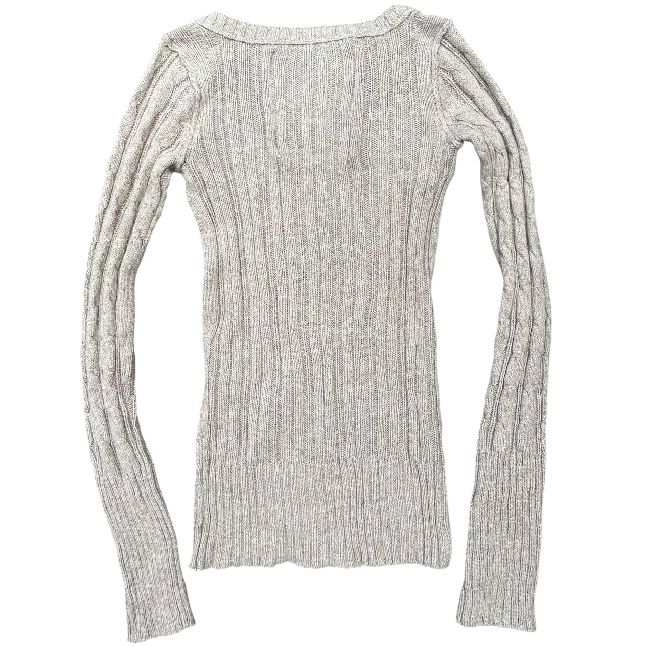 Y2K Abercrombie & Fitch Biege Cable Knit Longsleeve Sweater Deep V Y2K Abercrombie & Fitch Biege Cable Knit Longsleeve Sweater Deep V