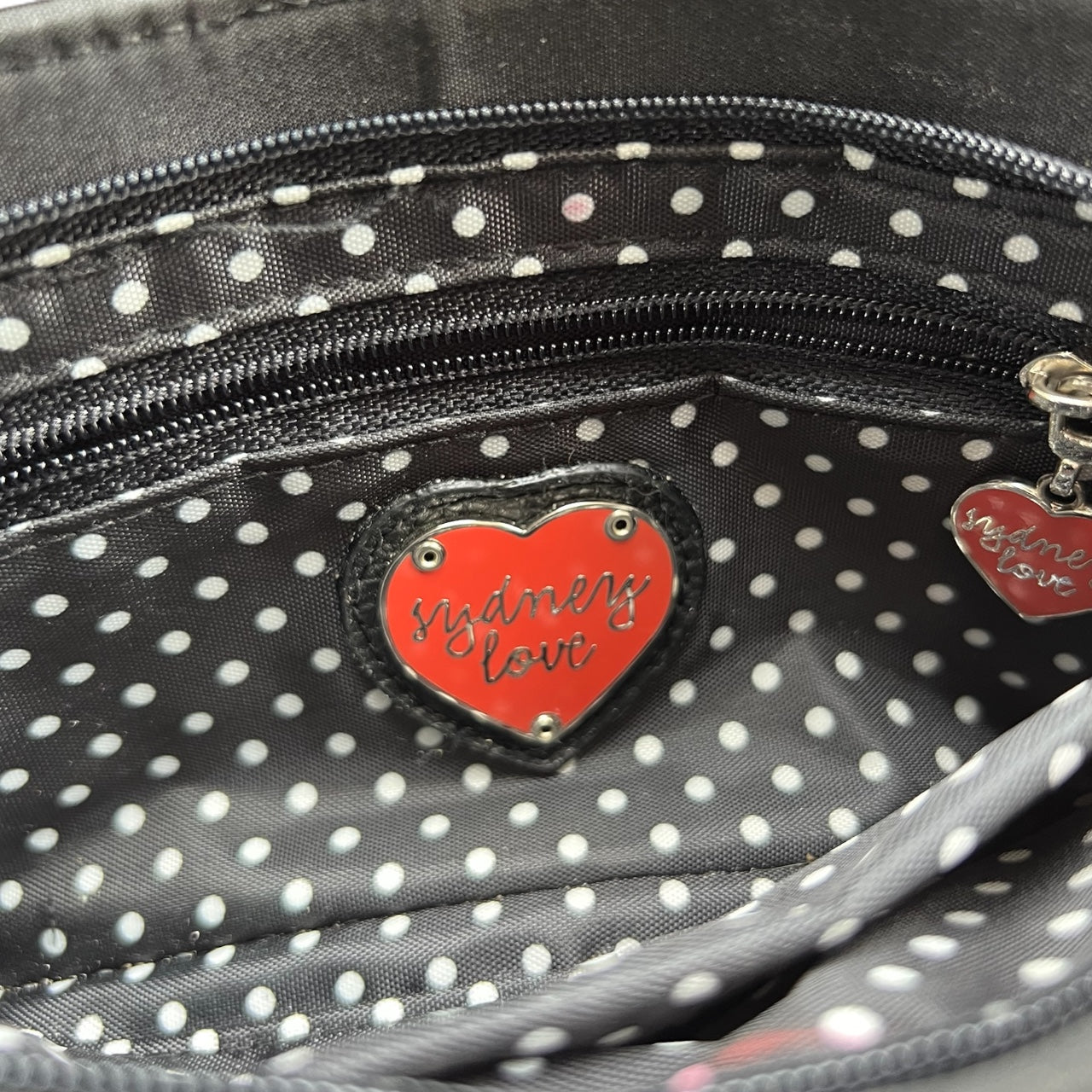 90s Y2K Sydney Love Embroidered Beaded Shoulder Bag Polka Dot Lined