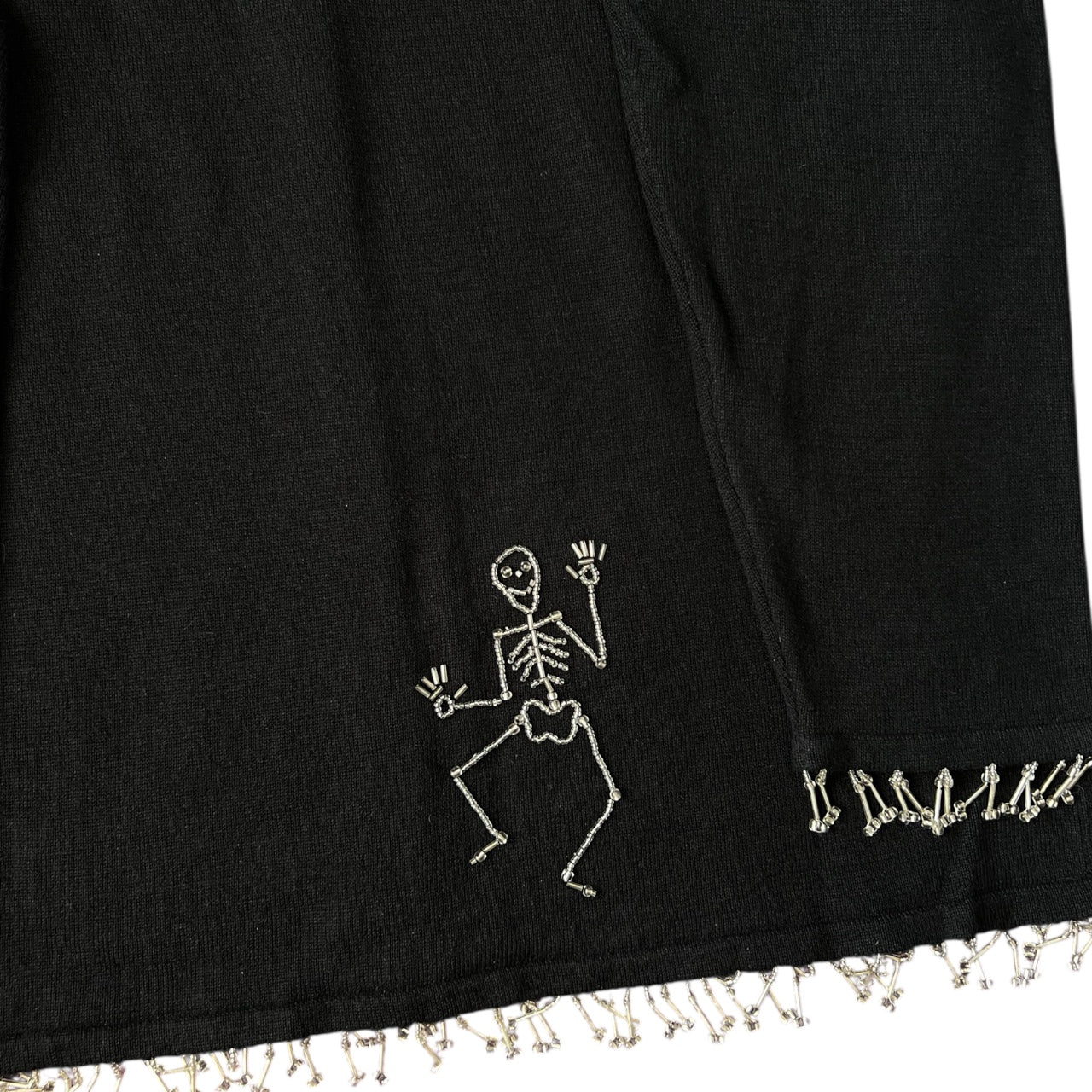 Vintage The Quacker Factory Dancing Skeletons Ugly Halloween Sweater Cardigan Women’s Large Beaded Sequin Mesh