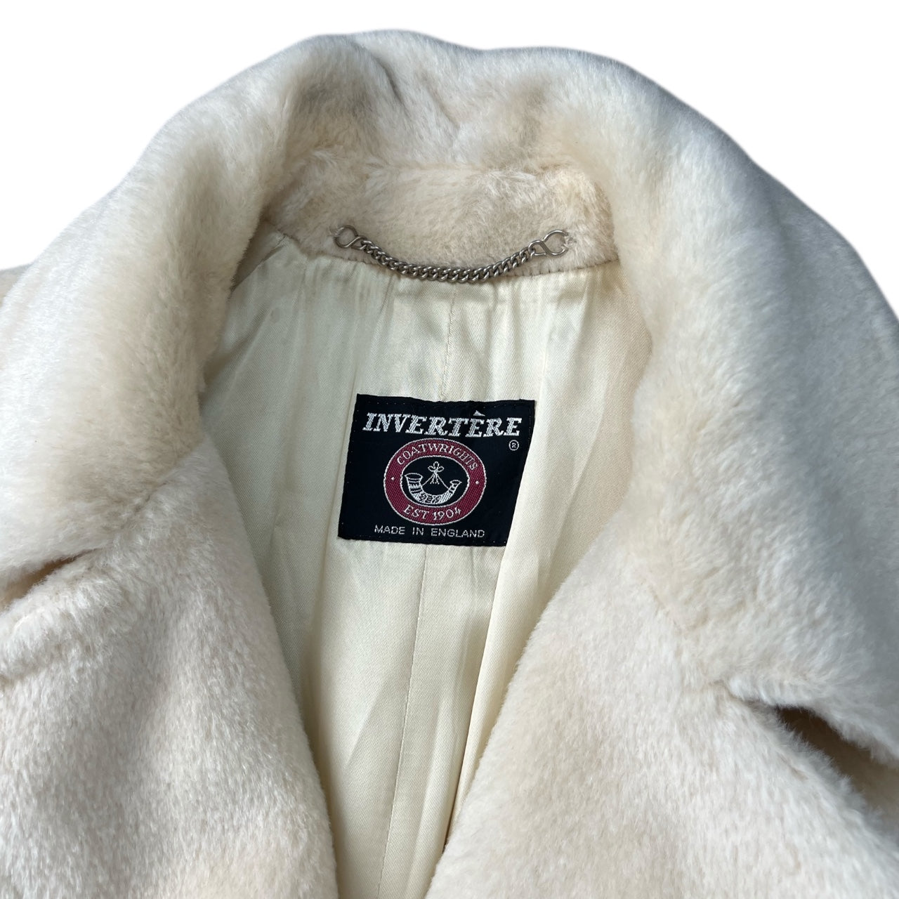 Vintage Invertere Cream 100% Alpaca Pile Trench Coat Satin Lined Women’s XL
