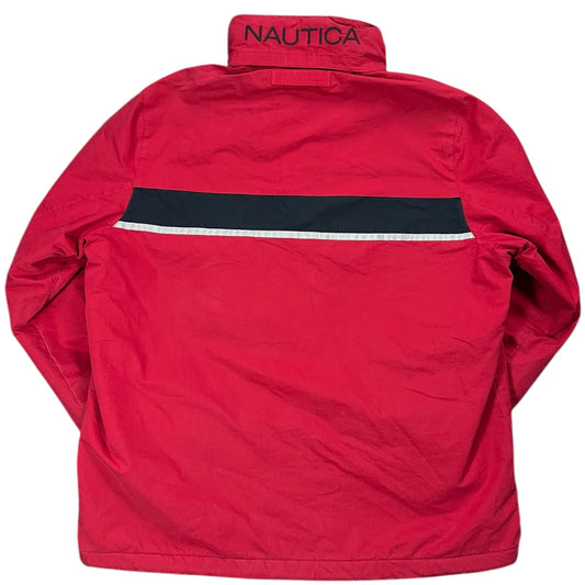 Vintage 90s Nautica Red Spellout Windbreaker Coat Fleece Lined Mens XXL