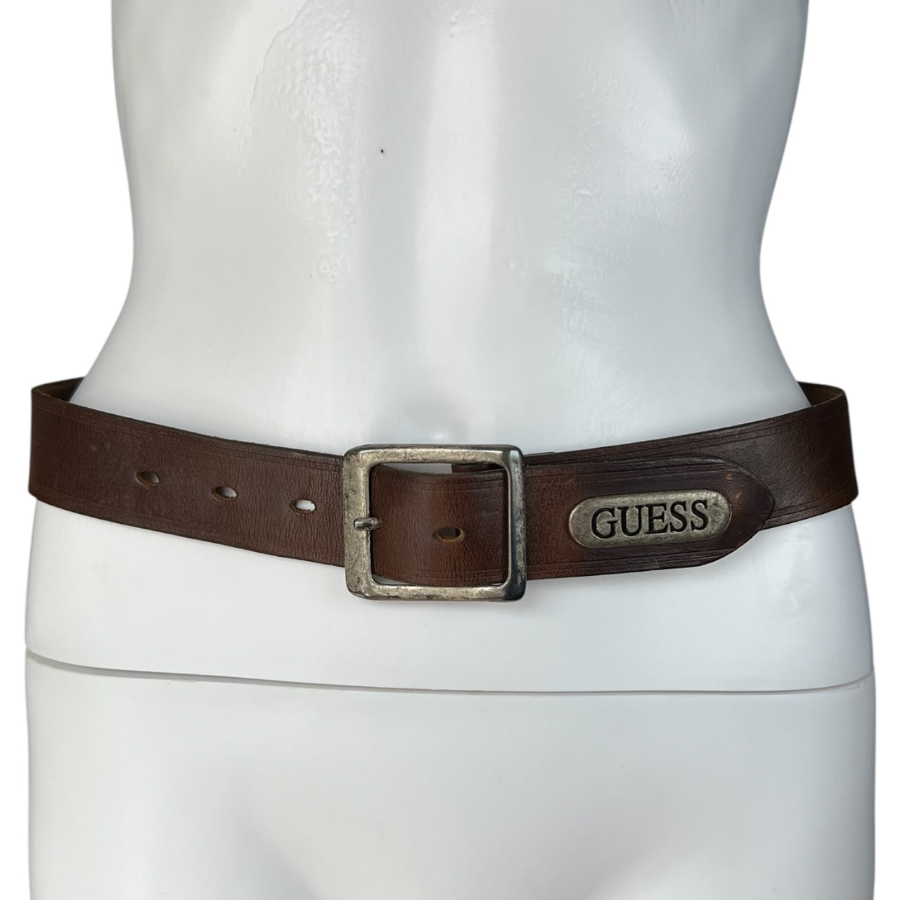 90s Guess Brown Leather Belt Women’s XS Made in USA 30 1/2”