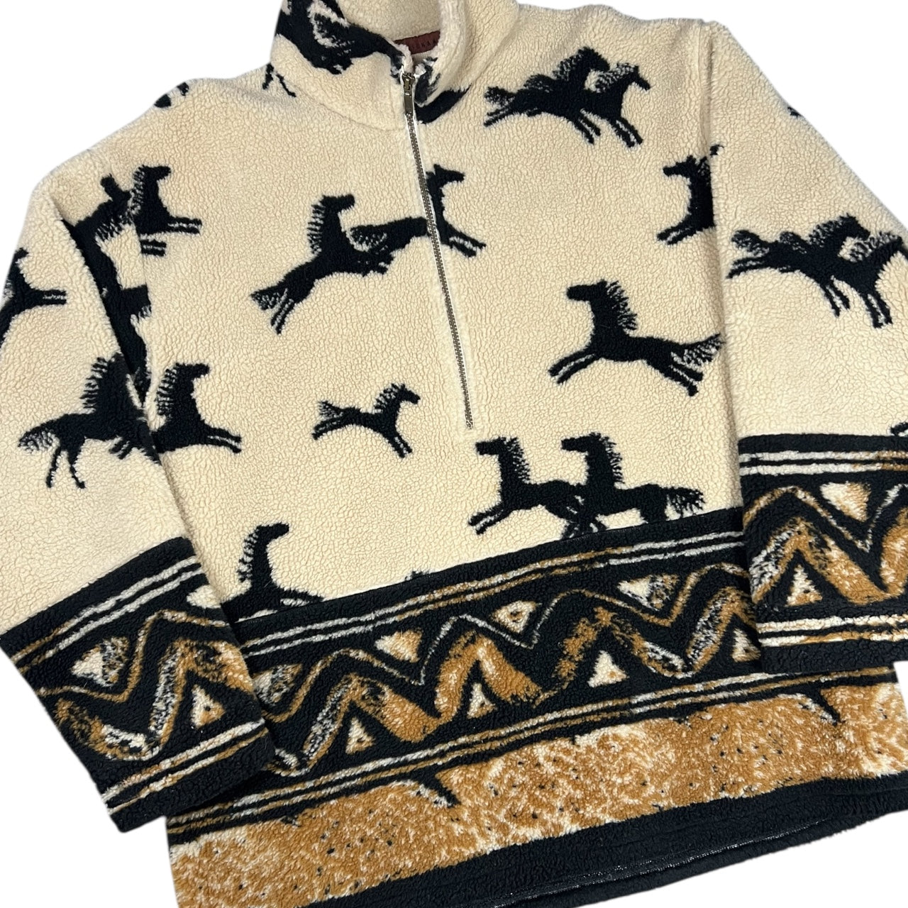 Vintage Tsunami Fleece Horse Print Quarter Zip Jacket Western Women’s Large