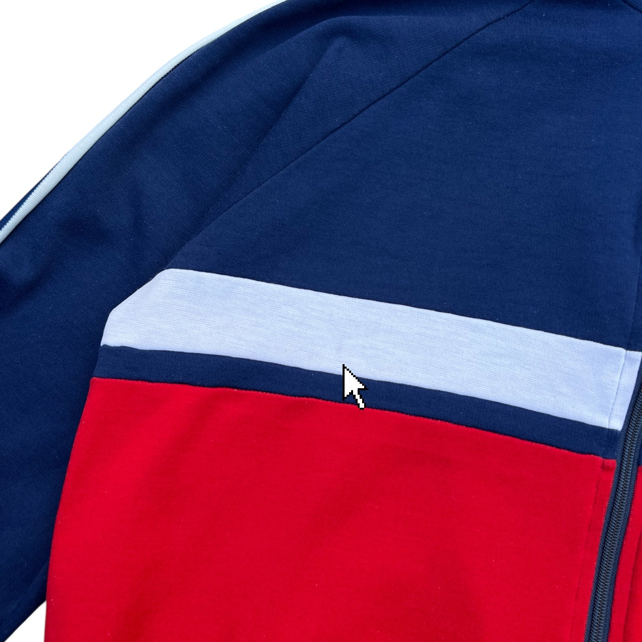 70s Sports Network Striped Zip Up Track Jacket Warm Up Jacket Men’s Large
