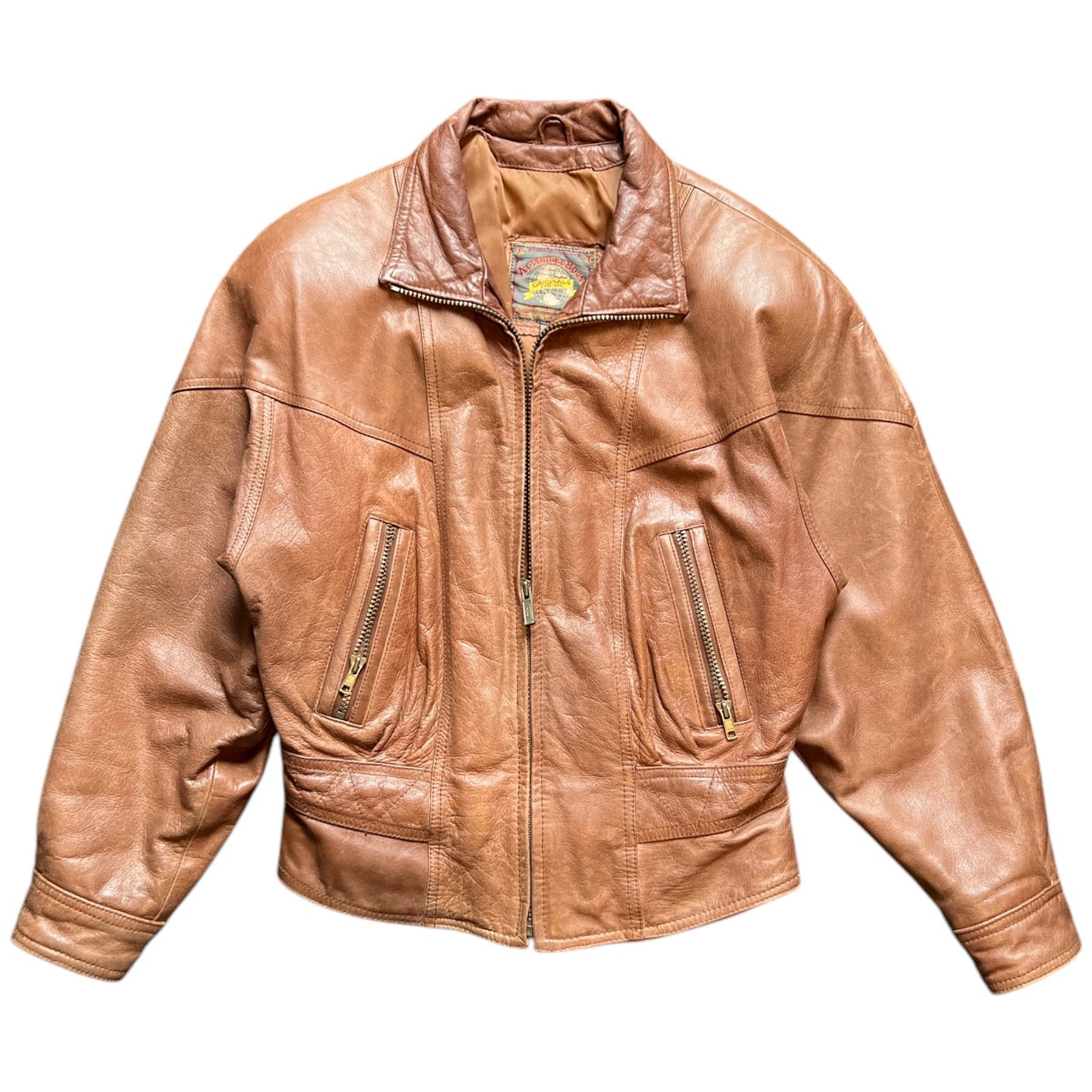 Vintage Wilson’s Leather Adventure Bound Light Brown Leather Bomber Jacket Womens S