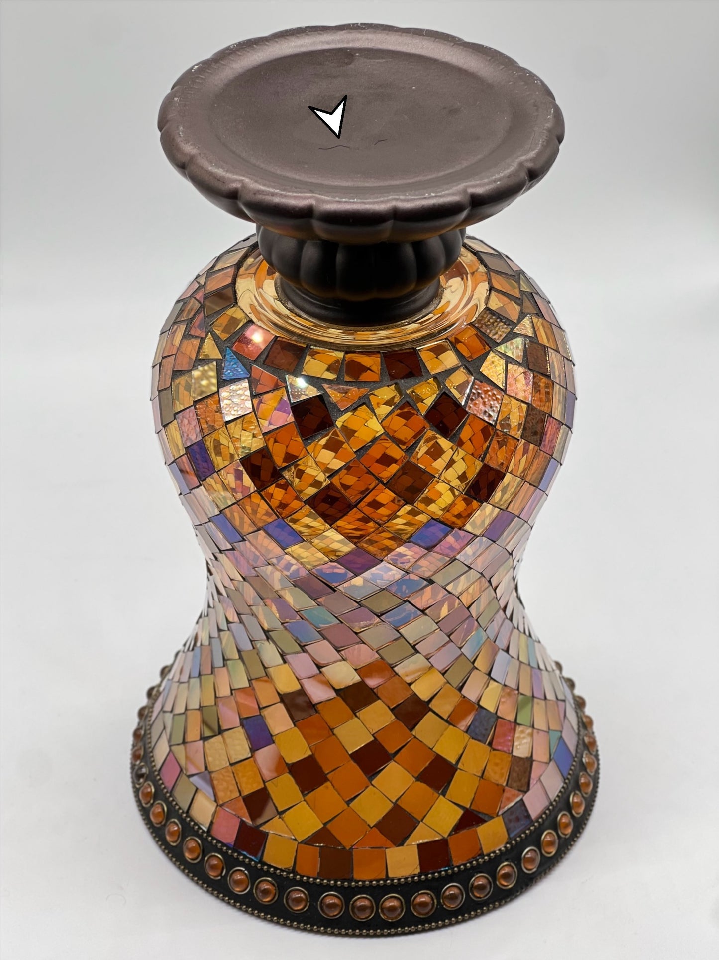 Vintage Retired Partylite Mosaic Global Fusion Hurricane Stained Glass Candle Holder 12”